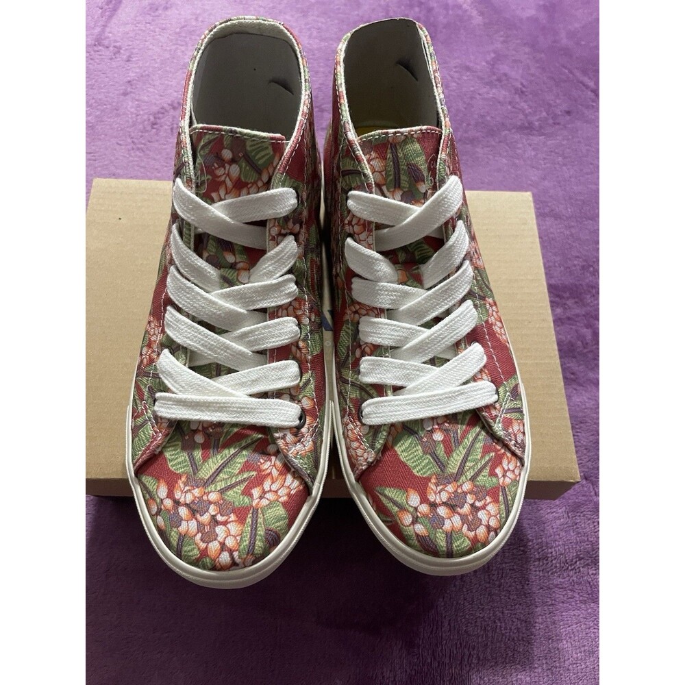 SeaVees California Special Beachcomber Mid Top Sneaker Red Floral Big Kids Sz 3